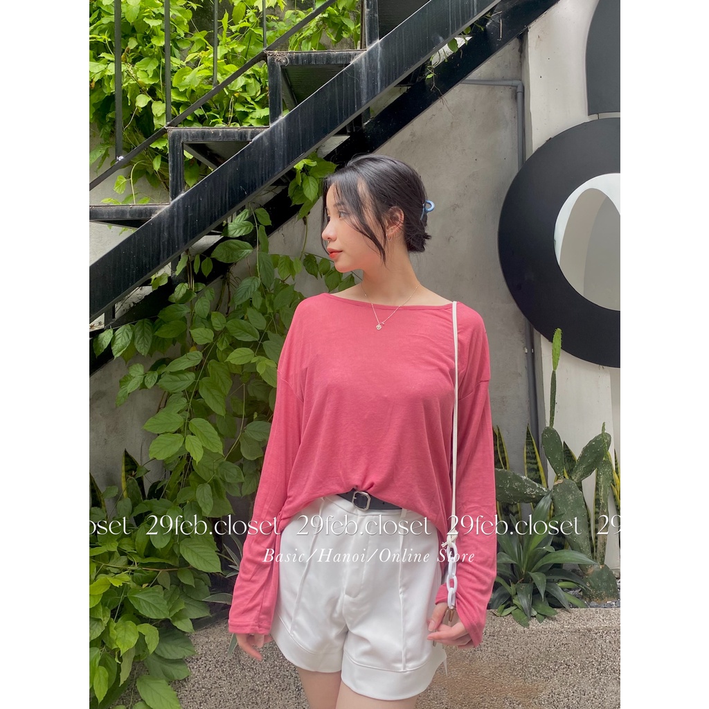 [Ảnh thật/Video] Áo thun giấy dài tay buộc dây sau - 29feb.closet - A87