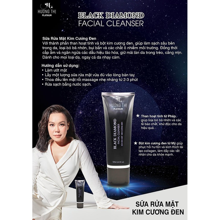 Sữa rửa mặt kim cương đen Hương Thị Black Diamond Facial Cleanser 120ml