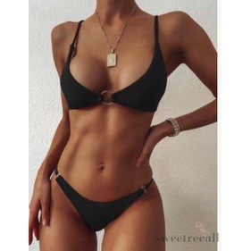 Bộ Bikini Dạng Vòng Tròn Màu Trơn Quyến Rũ Hợp Thời Trang Cho Nữ