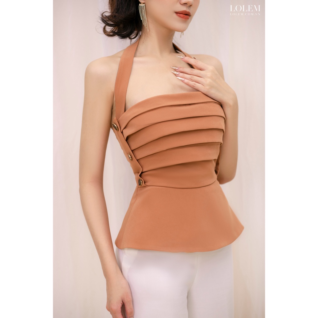 Áo peplum LOLEM AK1283 xếp ngực dây cổ vải thun lì mềm mịn