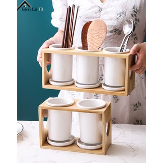 Set ống đựng đũa trắng trơn