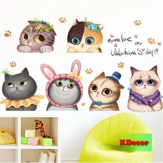 Decal dán tường mèo con tinh nghịch