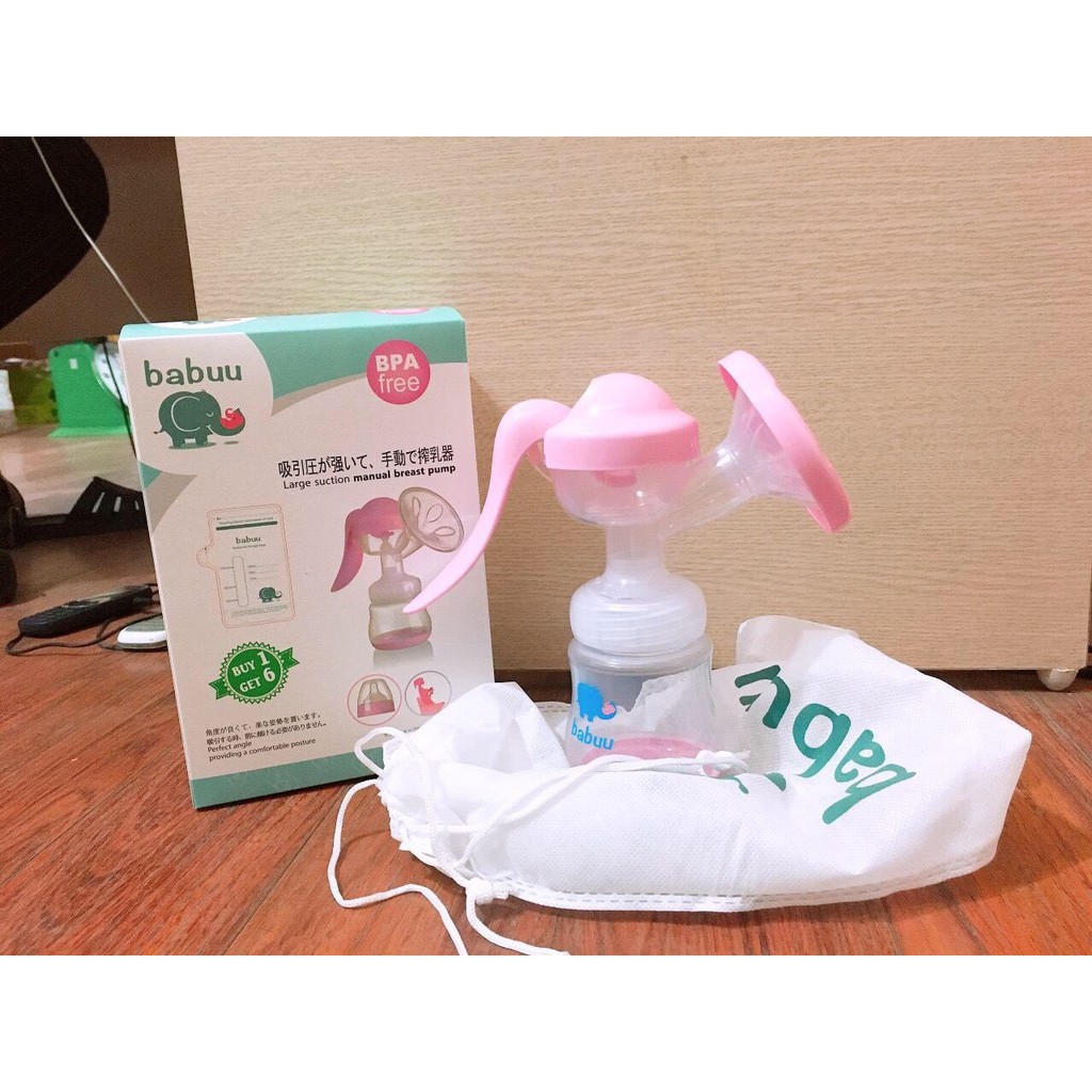 Máy hút sữa babuu Nhật Bản tặng 6 túi trữ sữa - Máy hút sữa bằng tay Babuu