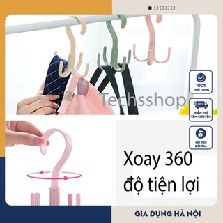 [Sẵn Hàng] Móc nhựa treo xoay 4 móc - Móc treo cà vạt - Dây nịt 4 chấu đa năng.