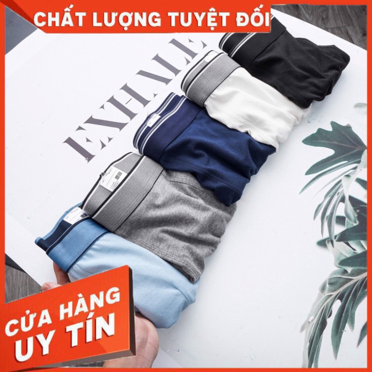 Bộ 5 quần lót nam boxer Uniqlo Đai Sọc mềm mịn mát cực xịn chính hãng