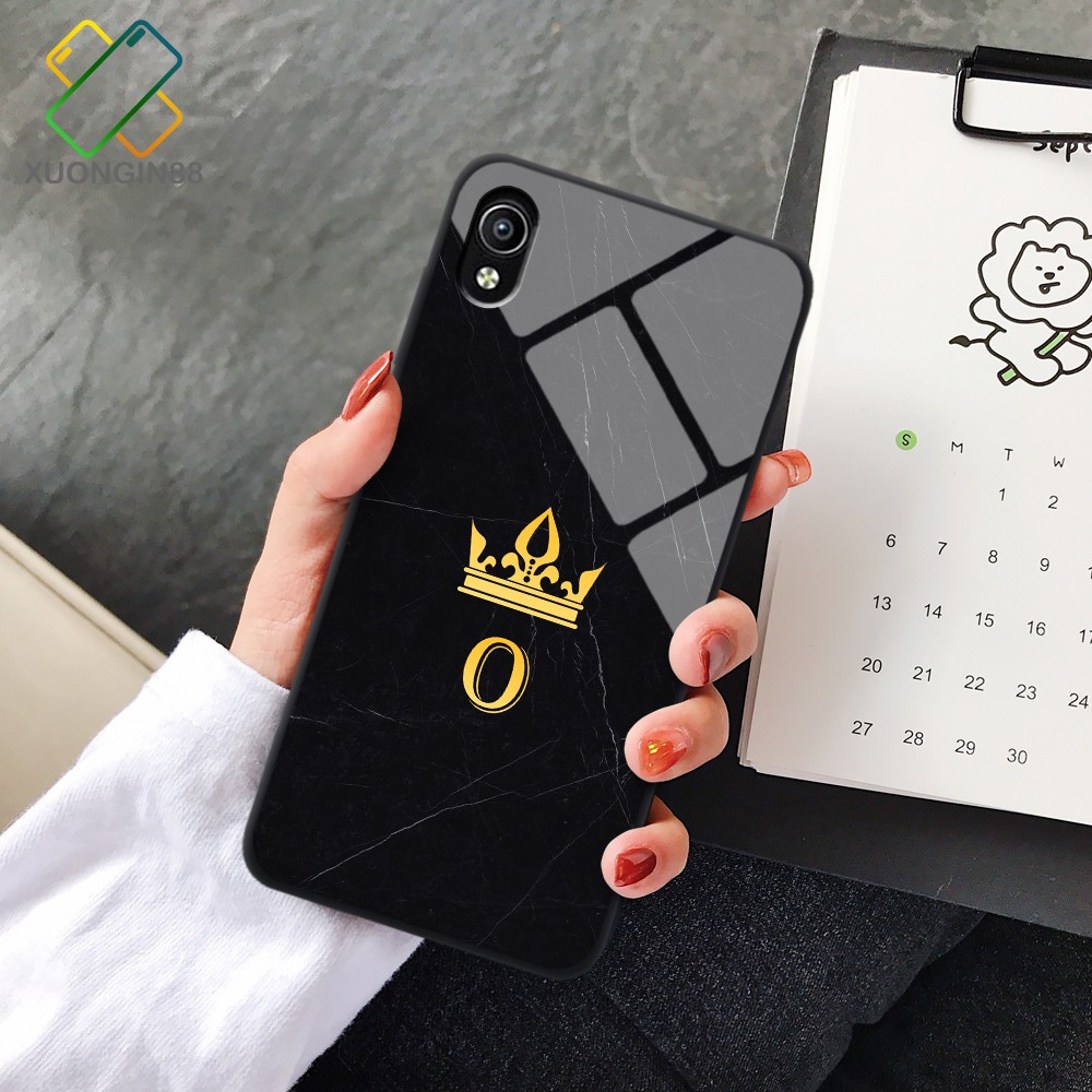 Ốp lưng kính VIVO Y91C in 3D hình chữ cái vân đá