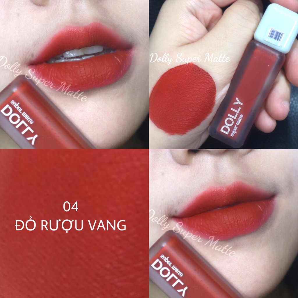 [04 Đỏ R.ư.ợ.u Vang] Son Kem Lì Dolly Super Matte Không Chì Màu Đỏ R.ư.ợ.u Vang | BigBuy360 - bigbuy360.vn