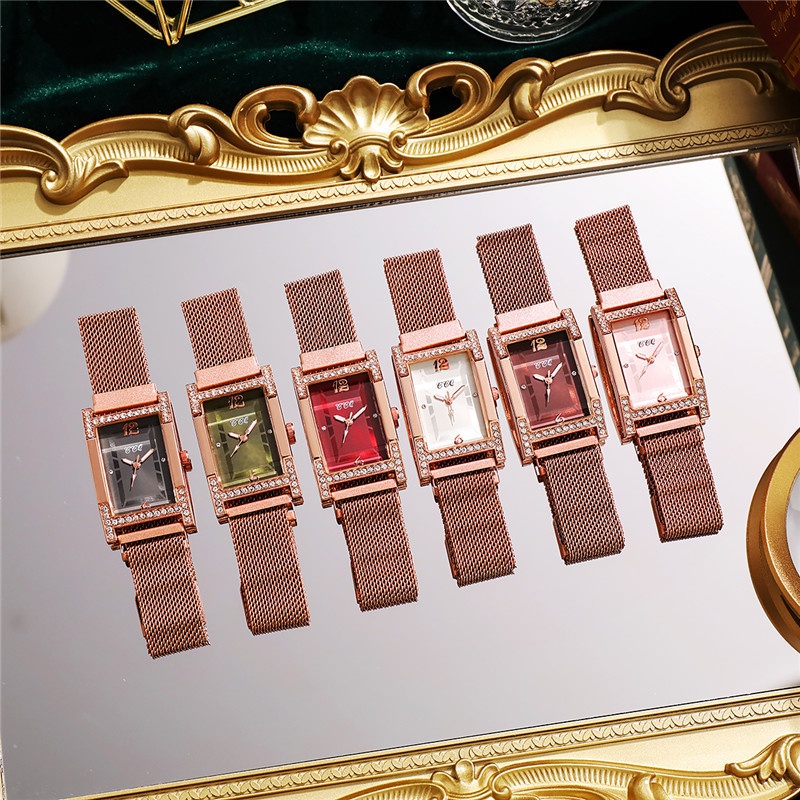 Đồng Hồ Mặt Chữ Nhật Dây Hợp Kim Thời Trang Cho Nữ