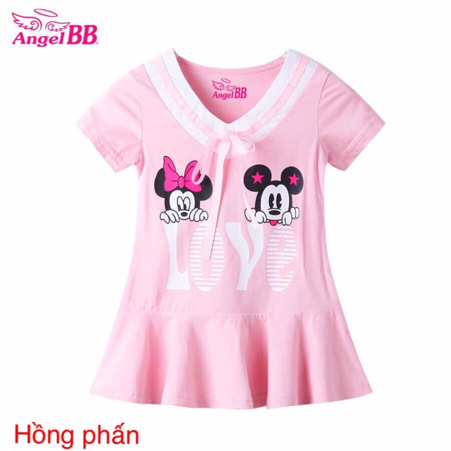 Đầm 2 chuột Mickey Love xinh iu cho bé gái