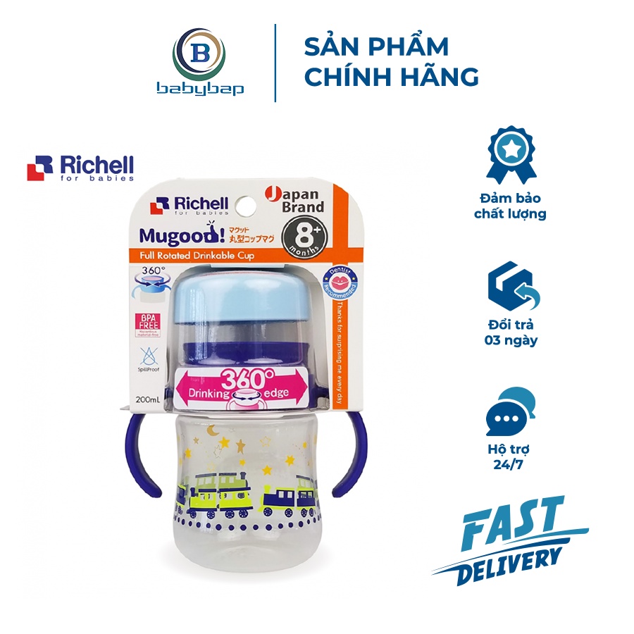 Bình Tập Uống 360 Độ Mugood 200ml Có Thể Khử Trùng Bằng Lò Vi Sóng, Chất Tẩy Rửa Chuyên Dụng