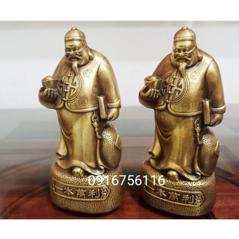 Ông Quản Gia Bằng Đồng cao 22cm, Tượng Phú Ông Thẩm Vạn Tam, tượng đồng Phong Thủy, quà tặng chiêu tài