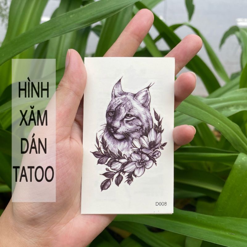 Hình xăm động vật d08 size nhỏ &lt; 10x6cm. Tatoo dán tạm thời