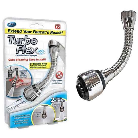 Đầu vòi xịt nước tăng áp cho vòi bồn rửa Turbo Flex xoay 360