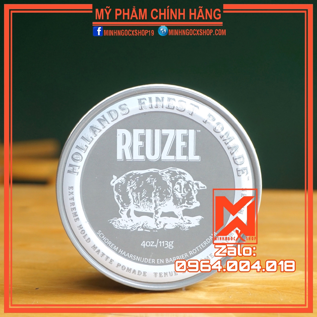 Sáp vuốt tóc Reuzel Extreme Hold Matte Pomade 35 - 113 - 340g, Pomade gốc nước giữ cao, không bóng