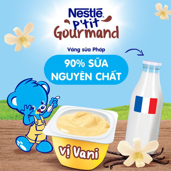 [Date mới] Váng sữa Nestle Vanilla cho bé// Sữa chua Nestle P'tit Brasse vị trái cây cho bé từ 6M+