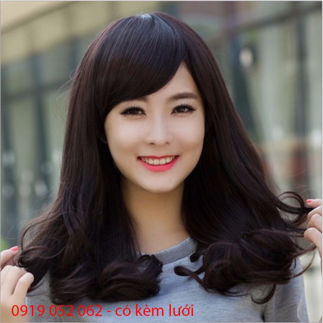 TẶNG LƯỚI TRÙMTóc giả nữ Hàn Quốc cao cấp có da đầu - TG50 ( màu đen )