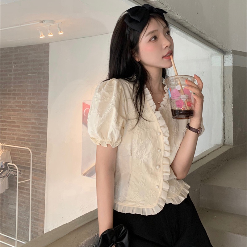 Áo Sơ Mi Tay Ngắn Cổ Chữ V Thời Trang Mùa Hè Quyến Rũ Dễ Phối Đồ Cho Nữ