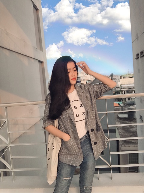 Áo blazer sọc caro Ulzzang (Có ảnh thật-hàng sẵn) | BigBuy360 - bigbuy360.vn