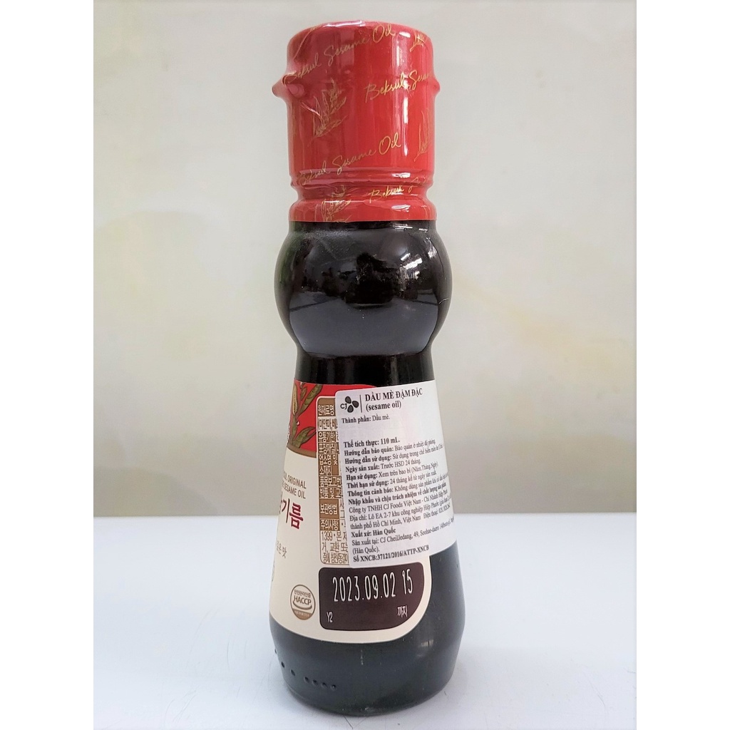 [Chai 110ml] DẦU MÈ ĐẬM ĐẶC Beksul [Korea] CJ FOODS Original Pure Sesame Oil