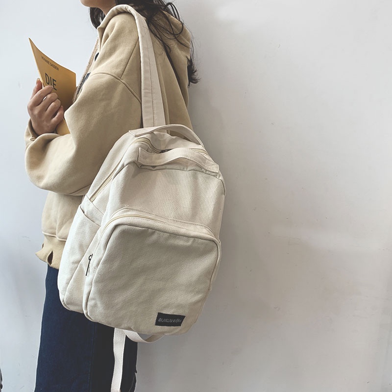 Sẵn - Balo Hai ngăn vải thô Canvas dày dặn cao cấp phom đứng phong cách Unisex cho nam và nữ