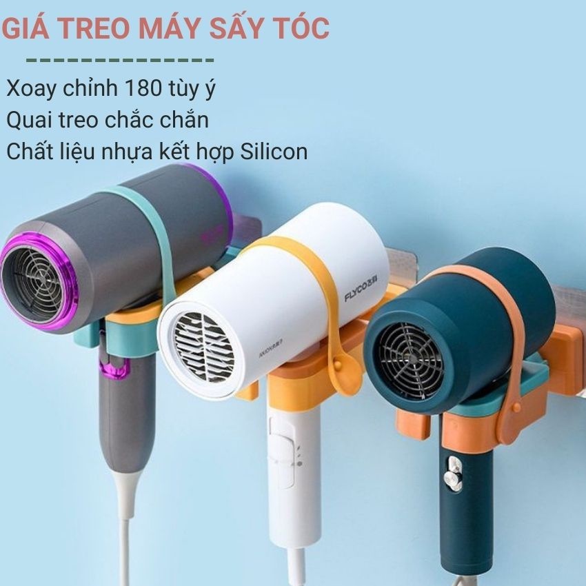 Giá Treo Máy Sấy Tóc Treo Nhà Tắm Dán Tường Bằng Nhựa Cao Cấp