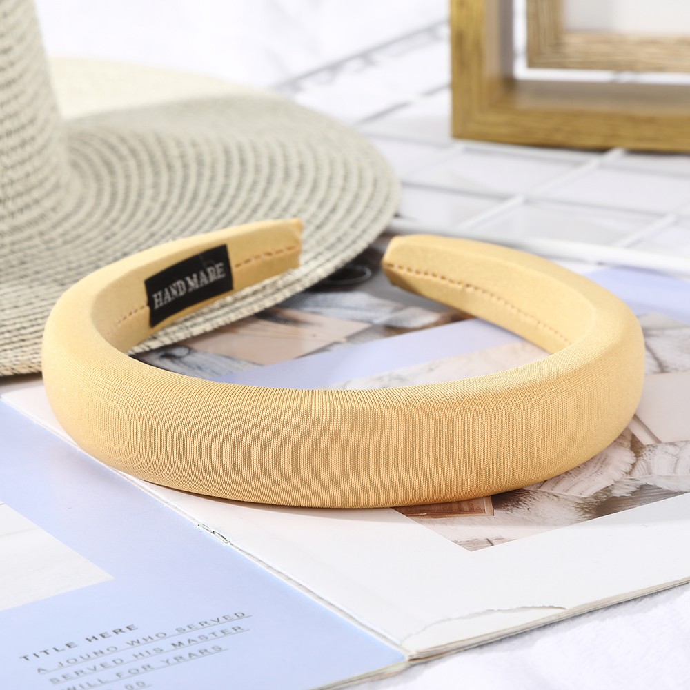 Băng Đô Xốp Màu Trơn Phong Cách Retro Cho Nữ