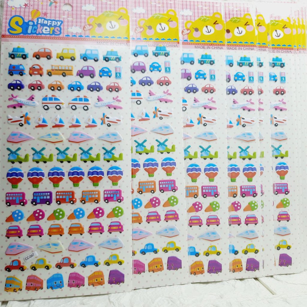 Sticker dán hình xe cộ cho bé vừa chơi vừa học kiểu dáng sticker đẹp bé nào cũng thích LUCKY SHOES VN- S25