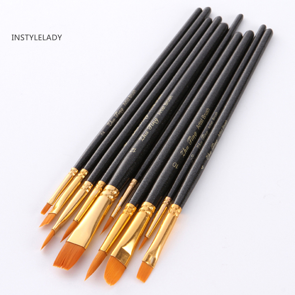 Dy 10Pcs Watercolor Water Paint Brush Calligraphy Drawing Pen School Art Supplies