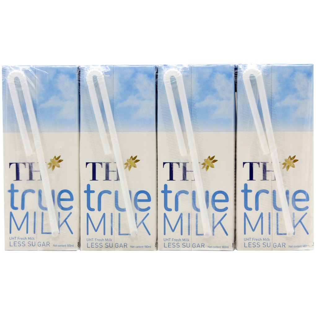 Sữa tươi tiệt trùng TH True Milk Ít Đường hộp 180ml (4 hộp) &quot;GIÁ BÁN ĐÃ TRỪ KHUYẾN MÃI&quot;