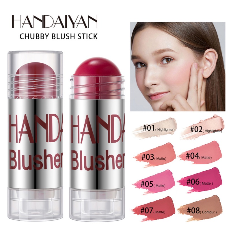 [Hàng mới về] Thỏi kem má hồng HANDAIYAN có 8 màu sắc tùy chọn hỗ trợ bắt sáng làm đẹp