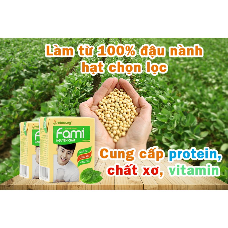 Thùng 36 Hộp Sữa Đậu Nành Fami 3 Loại ( Nguyên chất,Canxi,Canxi Ít Đường) 36 hộp x200ml