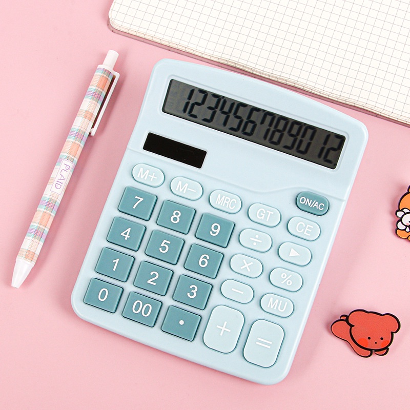 Máy Tính Năng Lượng Mặt Trời 12 Chữ Số Nhiều Màu Sắc