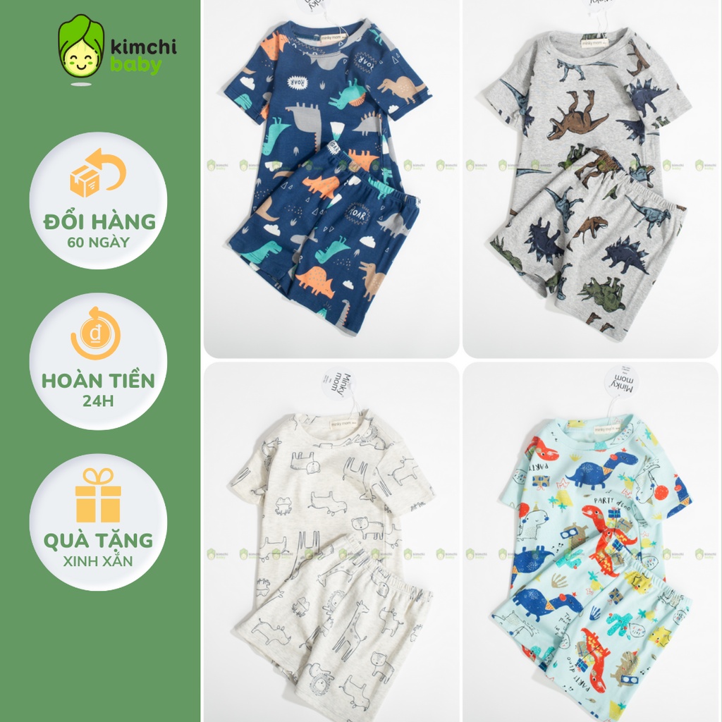 [MÀU NGẪU NHIÊN] Combo 4 Bộ Cộc Tay Cho Bé Trai, Bé Gái Minky Mom Vải Cotton Borip, Bộ Quần Áo Trẻ Em Mặc Nhà MKM2212