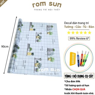 Decal dán cửa kính mờ kẻ ô, giấy dán kính cửa sổ văn phòng, phòng ngủ sẵn keo