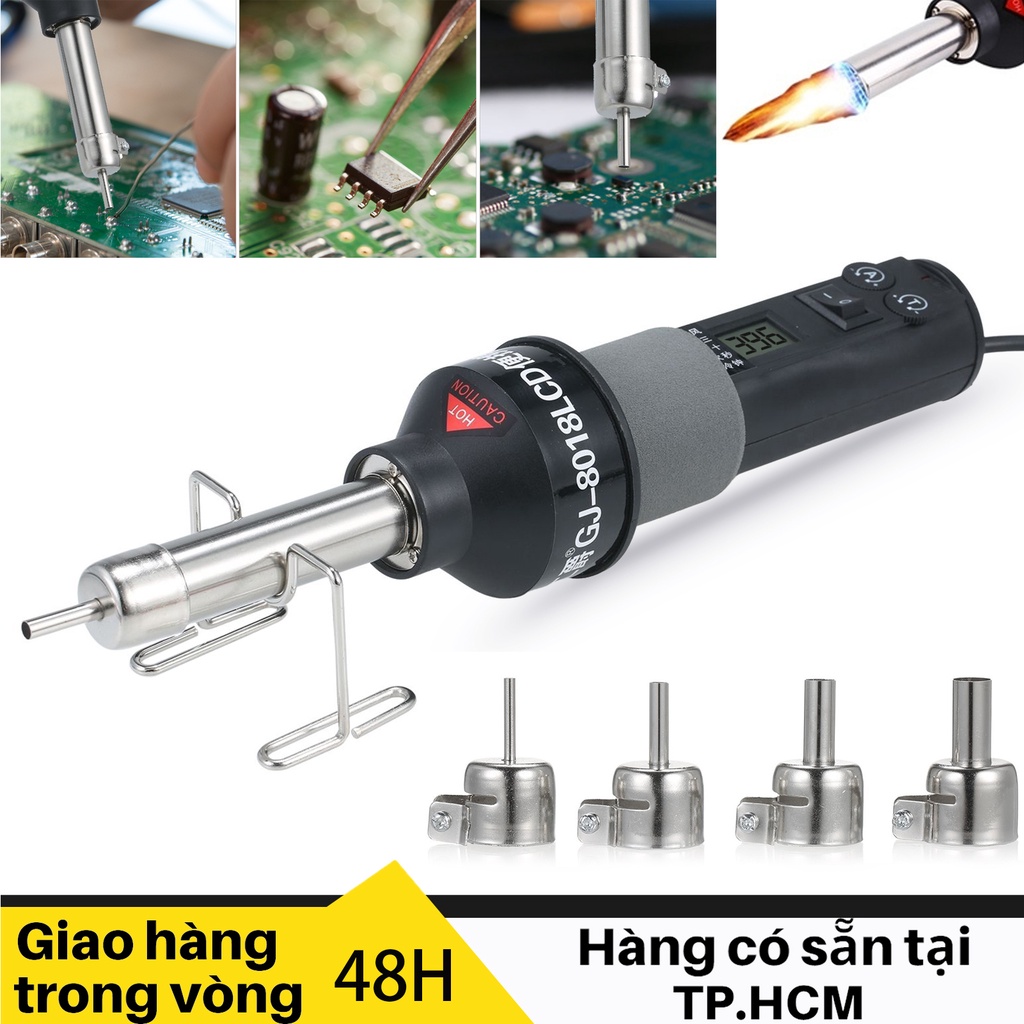 Máy Khò Hàn Điện Tử Cầm Tay SMD BGA, Có Màn Hình LCD Hiển Thị Nhiệt Độ, Có Thể Điều Chỉnh Nhiệt Độ, Điện Áp 220V 450W