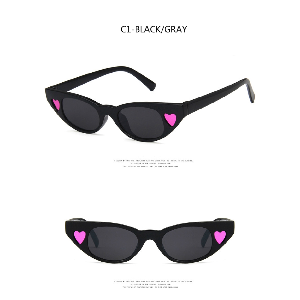 Kính mát thiết kế gọng in họa tiết trái tim nhỏ thời trang