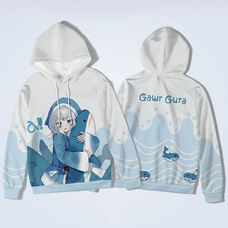 Áo Hoodie Dài Tay Họa Tiết Anime Ellen Hololive Gawr Gura Cho Nam Nữ