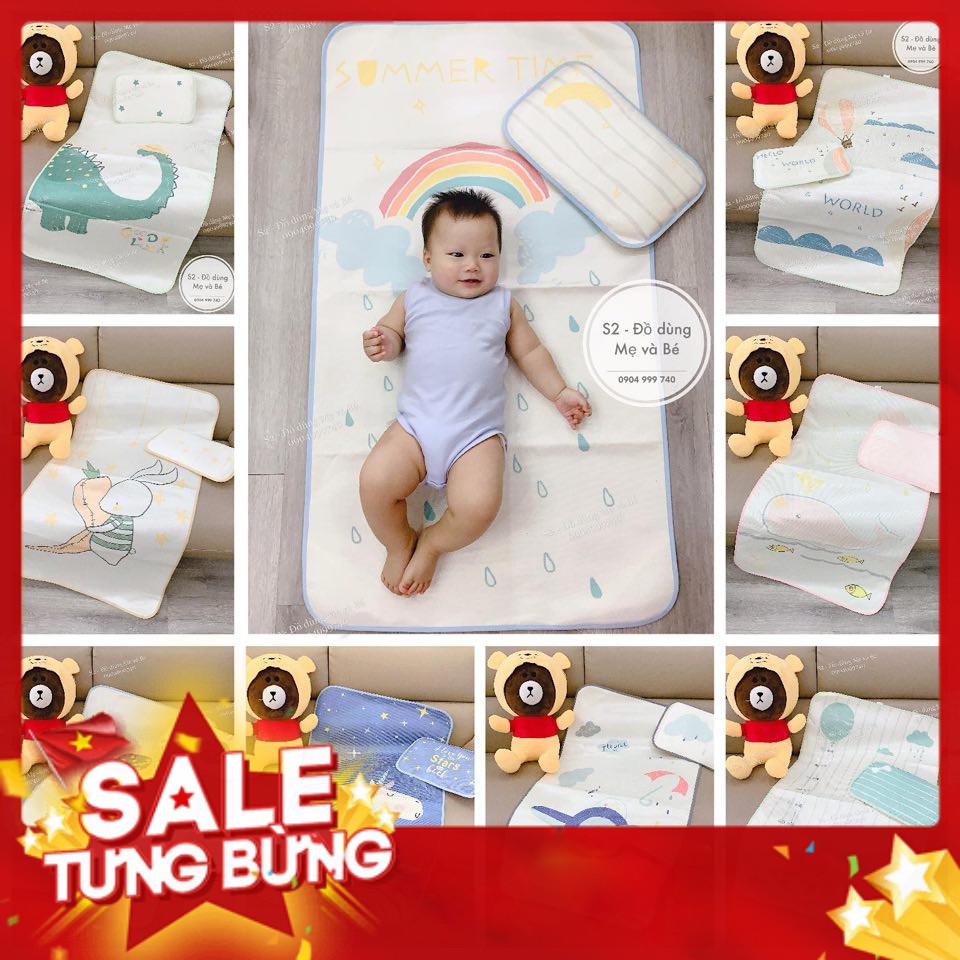 Chiếu điều hòa Muslin Trees ( tặng kèm gối thảo dược )