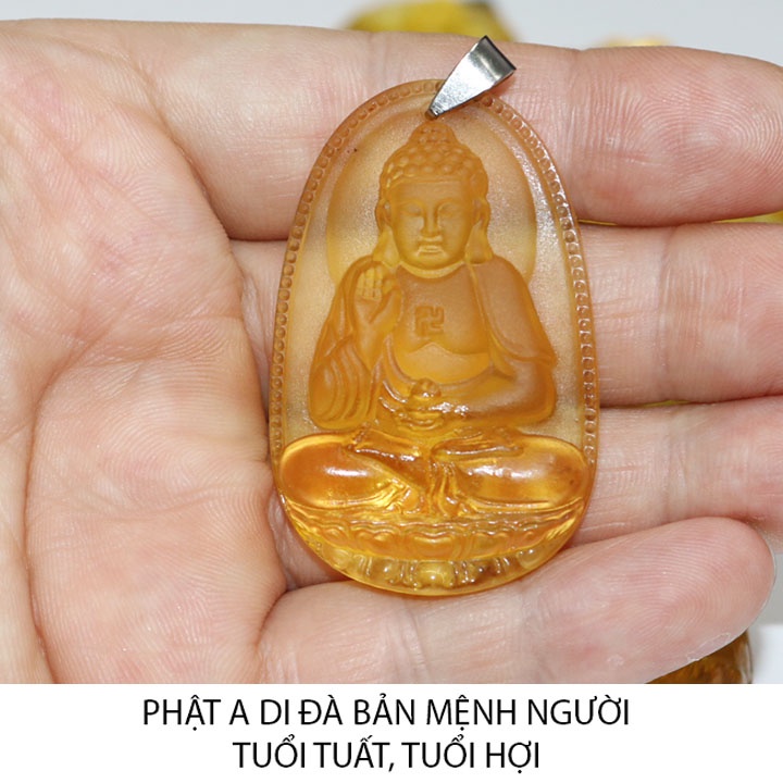 ⚡Video Thật⚡ Dây chuyền mặt phật bản mệnh 12 tuổi size 4.7cm x 3cm - Màu vàng Phật A Di Đà