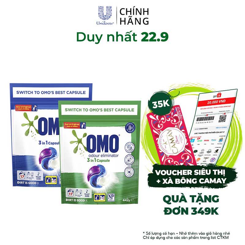 Túi Viên Giặt Tiện Lợi OMO Công Nghệ Anh Quốc (17 Viên/Túi)