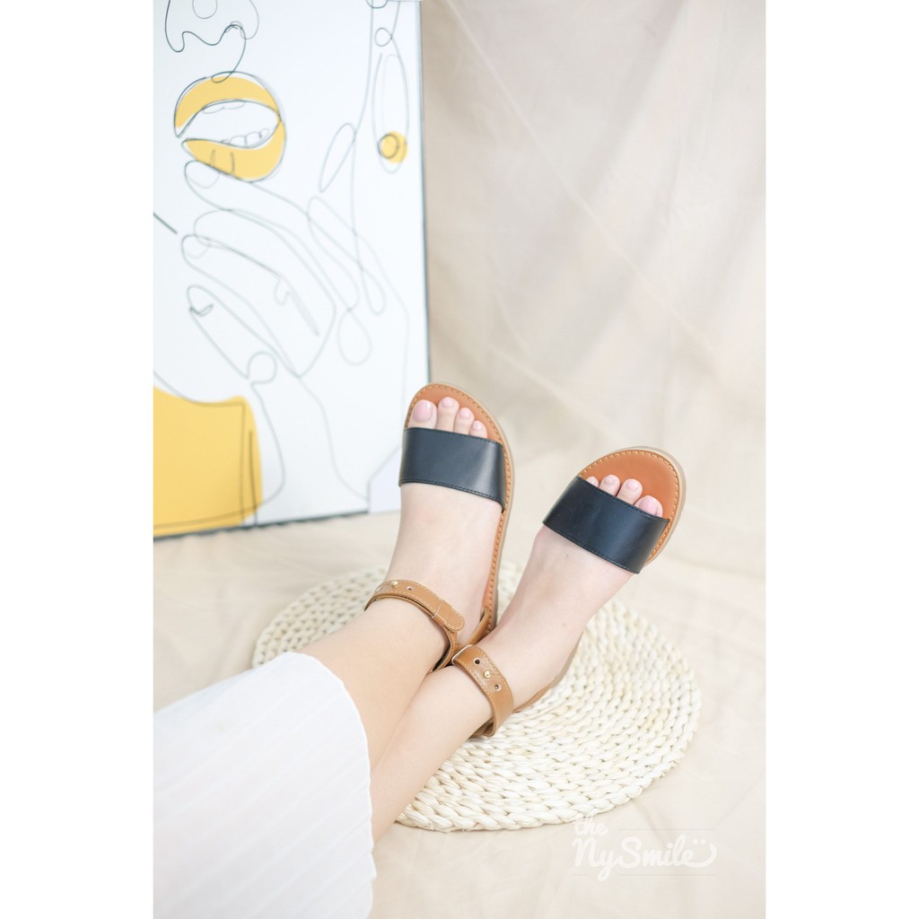 Giày sandal hè bản ngang 1 nút - THENYSMILE