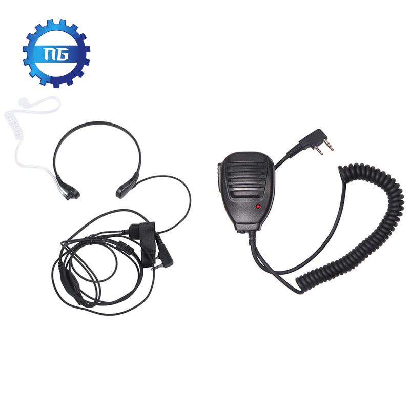 [New]1 Pcs Throat Mic PTT Earpiece for Kenwood  UV-5R & 1 Pcs Radio Handheld Microphone Speaker MIC