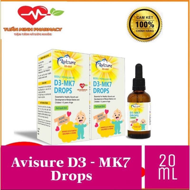 Avisure D3 MK7 drops - bổ sung vitamin K2 và D3 cho trẻ