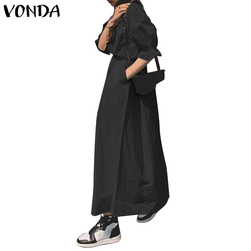 Đầm Dài VONDA Thiết Kế Ngắn Tay Màu Trơn Thời Trang Cho Nữ | BigBuy360 - bigbuy360.vn