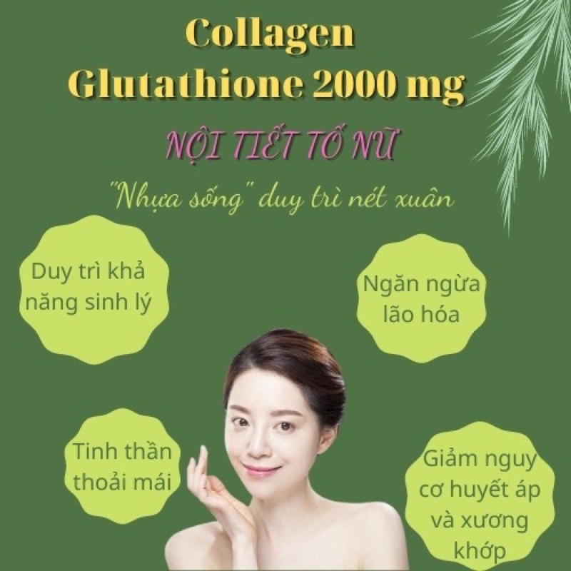 Viên uống trắng da Collagen Glutathione 2000mg  nâng tông tức thì sau 7 ngày hộp 30 viên