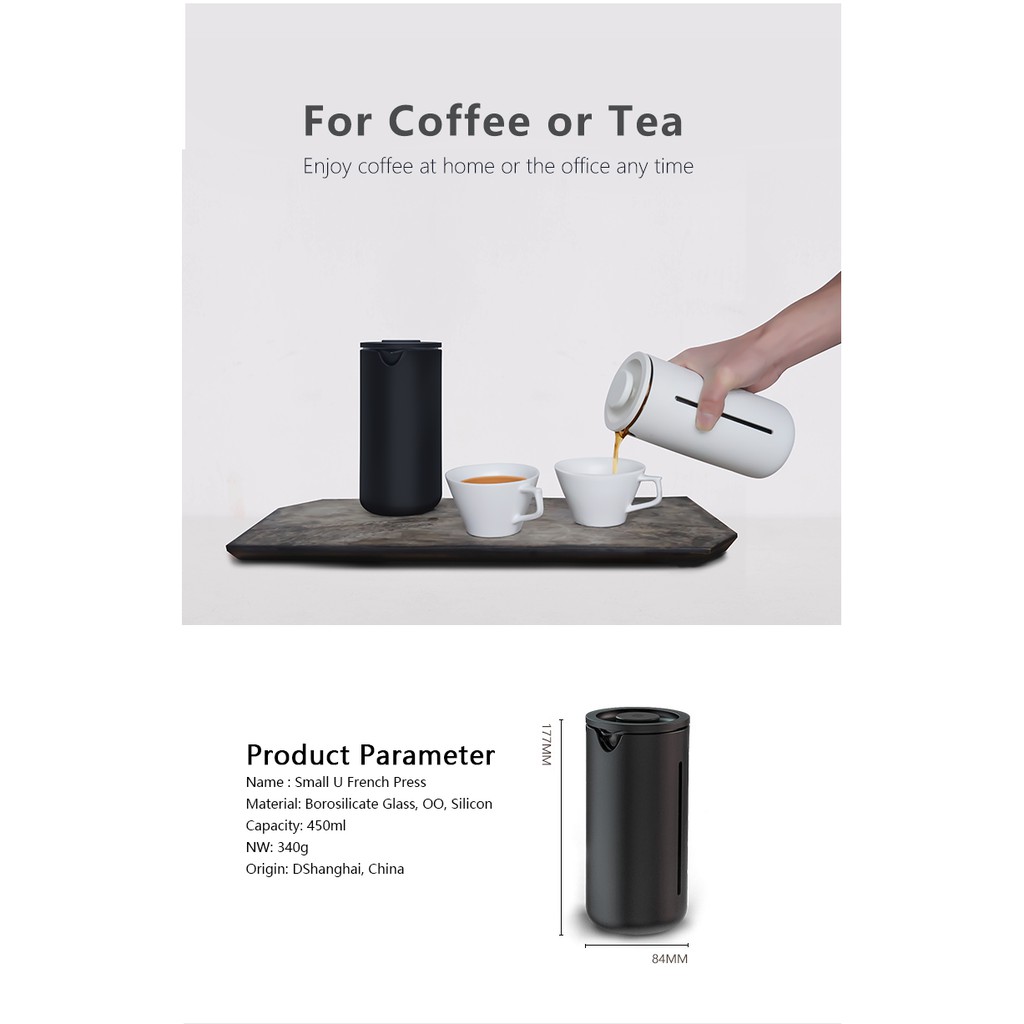 Bình pha cà phê U French Press White Timemore 450ml