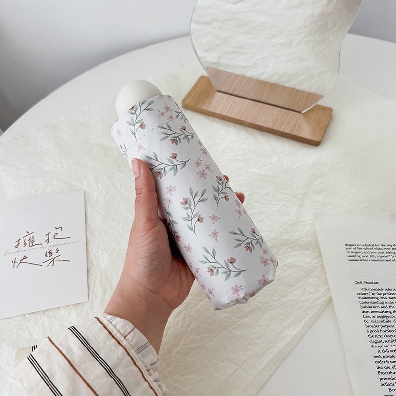 Dù Che Nắng Chống Tia Cực Tím Gấp Gọn Tự Động Họa Tiết Hoa Xinh Xắn