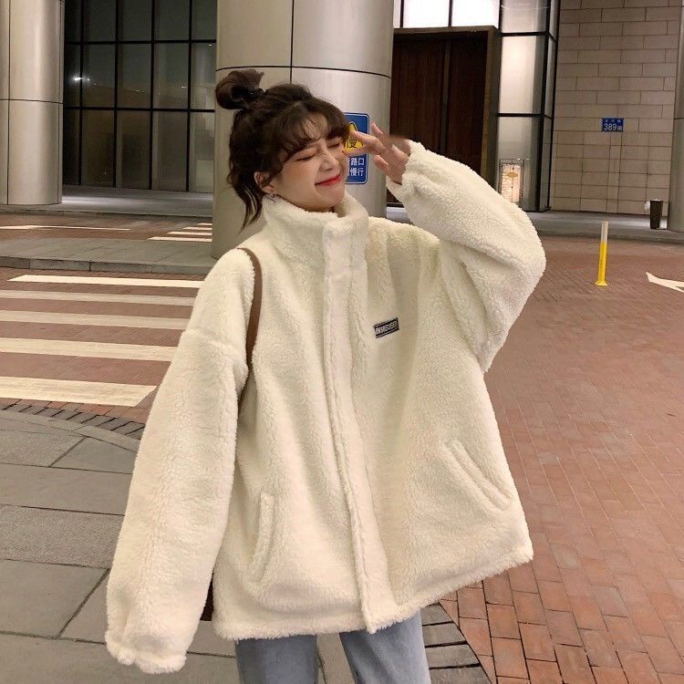 Áo Khoác Giả Lông Cừu Thời Trang Thu Đông Hàn Quốc Mới Cho Nữ 2021