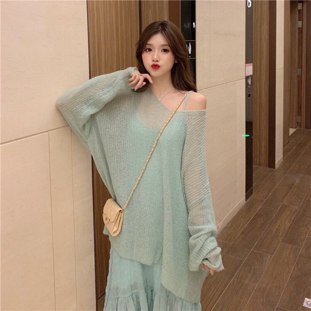 Set váy dài + áo len mỏng ulzzang