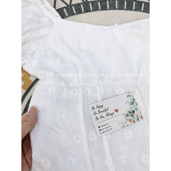 Váy Đầm Tầng Hoa Nổi Cổ Tim Chiết Eo Corset Tặng Kèm Quần Váy